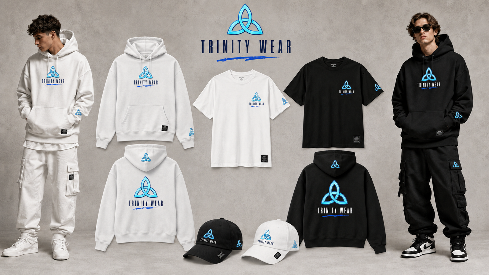 Black and Chalk Trinity Wear collection